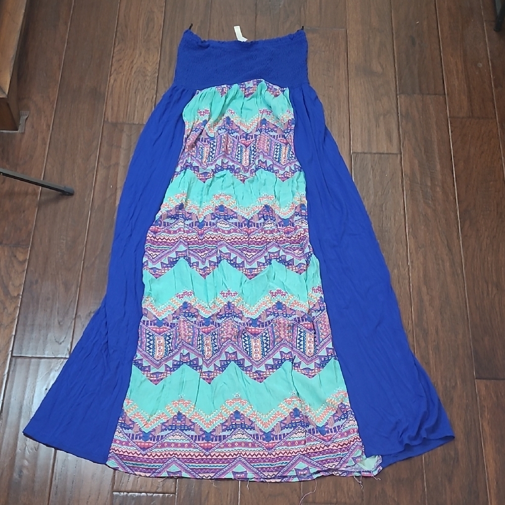 Emerald Boho Smocked Strapless Maxi Dress size 3X